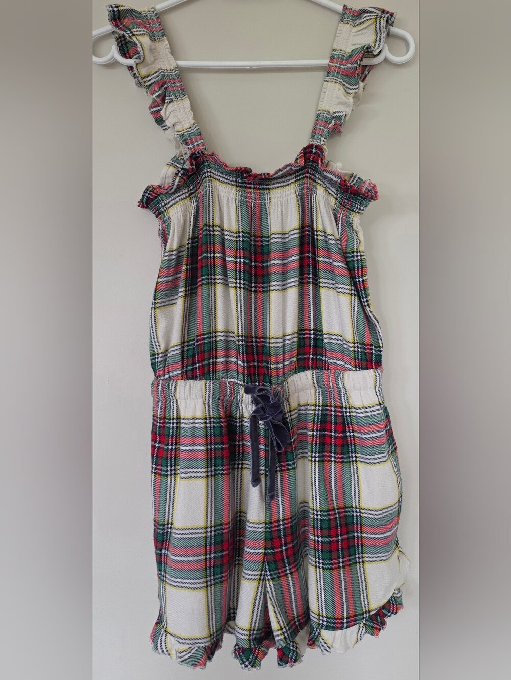 aerie Plaid  Romper with Velvet Drawstring & Hip Pockets. Women's Small. Nwt